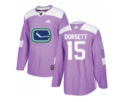 Youth Adidas Vancouver Canucks #15 Derek Dorsett Purple Authentic Fights Cancer Stitched NHL Jersey