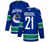 Youth Adidas Vancouver Canucks #21 Antoine Roussel Authentic Blue Home NHL Jersey