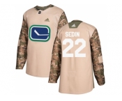 Youth Adidas Vancouver Canucks #22 Daniel Sedin Camo Authentic 2017 Veterans Day Stitched NHL Jersey