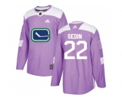 Youth Adidas Vancouver Canucks #22 Daniel Sedin Purple Authentic Fights Cancer Stitched NHL Jersey