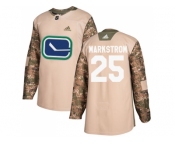 Youth Adidas Vancouver Canucks #25 Jacob Markstrom Camo Authentic 2017 Veterans Day Stitched NHL Jersey