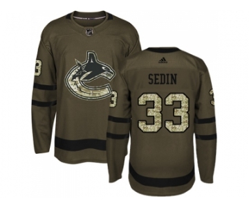 Youth Adidas Vancouver Canucks #33 Henrik Sedin Green Salute to Service Stitched NHL Jersey