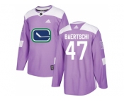 Youth Adidas Vancouver Canucks #47 Sven Baertschi Purple Authentic Fights Cancer Stitched NHL Jersey