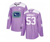 Youth Adidas Vancouver Canucks #53 Bo Horvat Purple Authentic Fights Cancer Stitched NHL Jersey