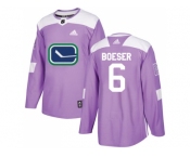 Youth Adidas Vancouver Canucks #6 Brock Boeser Purple Authentic Fights Cancer Stitched NHL Jersey