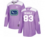 Youth Adidas Vancouver Canucks #83 Jay Beagle Authentic Purple Fights Cancer Practice NHL Jersey