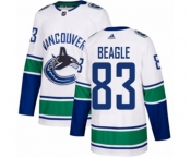 Youth Adidas Vancouver Canucks #83 Jay Beagle Authentic White Away NHL Jersey