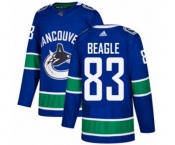 Youth Adidas Vancouver Canucks #83 Jay Beagle Premier Blue Home NHL Jersey