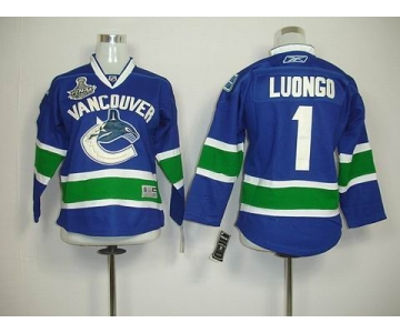 youth nhl jerseys vancouver canucks #1 luongo blue(2011 stanley cup)