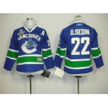 youth nhl jerseys vancouver canucks #22 d.sedin blue(2011 stanley cup)