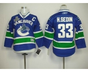 youth nhl jerseys vancouver canucks #33 h.sedin blue(2011 stanley cup)