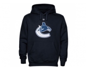 Vancouver Canucks Navy Blue Old Time Hockey Big Logo with Crest Pullover Hoodie