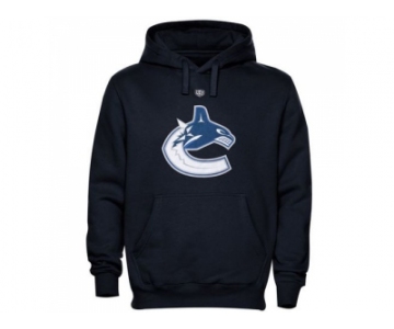 Vancouver Canucks Navy Blue Old Time Hockey Big Logo with Crest Pullover Hoodie