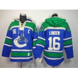 nhl jerseys vancouver canucks #16 linden green-blue[pullover hooded sweatshirt][C patch]