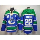 nhl jerseys vancouver canucks #22 d.sedin green-blue[pullover hooded sweatshirt][A patch]