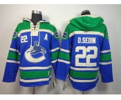 nhl jerseys vancouver canucks #22 d.sedin green-blue[pullover hooded sweatshirt][A patch]