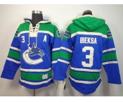 nhl jerseys vancouver canucks #3 bieksa green-blue[pullover hooded sweatshirt][A patch]