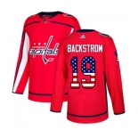 Adidas Washington Capitals #19 Nicklas Backstrom Authentic Red USA Flag Fashion NHL Jersey