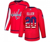 Adidas Washington Capitals #20 Lars Eller Authentic Red USA Flag Fashion NHL Jersey