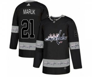 Adidas Washington Capitals #21 Dennis Maruk Authentic Black Team Logo Fashion NHL Jersey