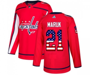 Adidas Washington Capitals #21 Dennis Maruk Authentic Red USA Flag Fashion NHL Jersey