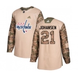 Adidas Washington Capitals #21 Lucas Johansen Authentic Camo Veterans Day Practice NHL Jersey