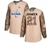 Adidas Washington Capitals #21 Lucas Johansen Authentic Camo Veterans Day Practice NHL Jersey