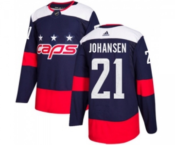 Adidas Washington Capitals #21 Lucas Johansen Authentic Navy Blue 2018 Stadium Series NHL Jersey