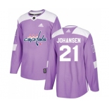 Adidas Washington Capitals #21 Lucas Johansen Authentic Purple Fights Cancer Practice NHL Jersey