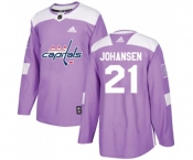 Adidas Washington Capitals #21 Lucas Johansen Authentic Purple Fights Cancer Practice NHL Jersey