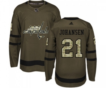 Adidas Washington Capitals #21 Lucas Johansen Premier Green Salute to Service NHL Jersey