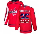 Adidas Washington Capitals #25 Devante Smith-Pelly Authentic Red USA Flag Fashion NHL Jersey