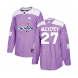 Adidas Washington Capitals #27 Alexander Alexeyev Authentic Purple Fights Cancer Practice NHL Jersey