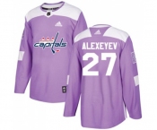 Adidas Washington Capitals #27 Alexander Alexeyev Authentic Purple Fights Cancer Practice NHL Jersey