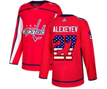 Adidas Washington Capitals #27 Alexander Alexeyev Authentic Red USA Flag Fashion NHL Jersey