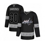 Adidas Washington Capitals #30 Ilya Samsonov Authentic Black Team Logo Fashion NHL Jersey