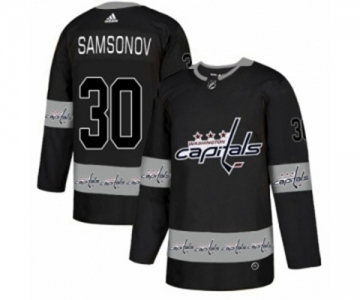 Adidas Washington Capitals #30 Ilya Samsonov Authentic Black Team Logo Fashion NHL Jersey