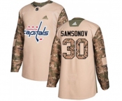 Adidas Washington Capitals #30 Ilya Samsonov Authentic Camo Veterans Day Practice NHL Jersey