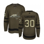 Adidas Washington Capitals #30 Ilya Samsonov Authentic Green Salute to Service NHL Jersey