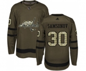 Adidas Washington Capitals #30 Ilya Samsonov Authentic Green Salute to Service NHL Jersey