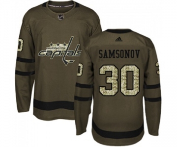 Adidas Washington Capitals #30 Ilya Samsonov Authentic Green Salute to Service NHL Jersey