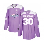 Adidas Washington Capitals #30 Ilya Samsonov Authentic Purple Fights Cancer Practice NHL Jersey