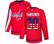 Adidas Washington Capitals #30 Ilya Samsonov Authentic Red USA Flag Fashion NHL Jersey