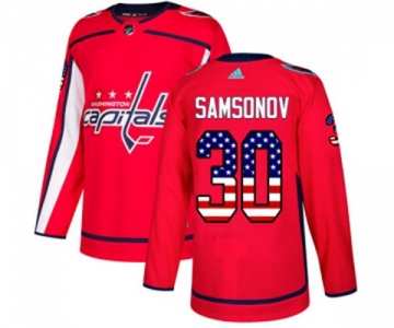 Adidas Washington Capitals #30 Ilya Samsonov Authentic Red USA Flag Fashion NHL Jersey