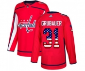 Adidas Washington Capitals #31 Philipp Grubauer Authentic Red USA Flag Fashion NHL Jersey