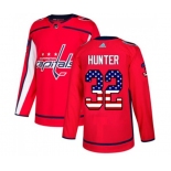 Adidas Washington Capitals #32 Dale Hunter Authentic Red USA Flag Fashion NHL Jersey