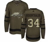 Adidas Washington Capitals #34 Jonas Siegenthaler Authentic Green Salute to Service NHL Jersey