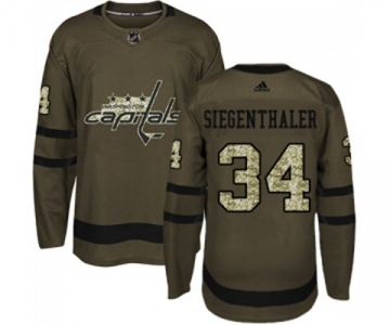 Adidas Washington Capitals #34 Jonas Siegenthaler Authentic Green Salute to Service NHL Jersey