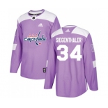 Adidas Washington Capitals #34 Jonas Siegenthaler Authentic Purple Fights Cancer Practice NHL Jersey