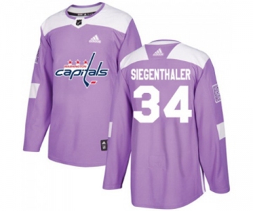 Adidas Washington Capitals #34 Jonas Siegenthaler Authentic Purple Fights Cancer Practice NHL Jersey